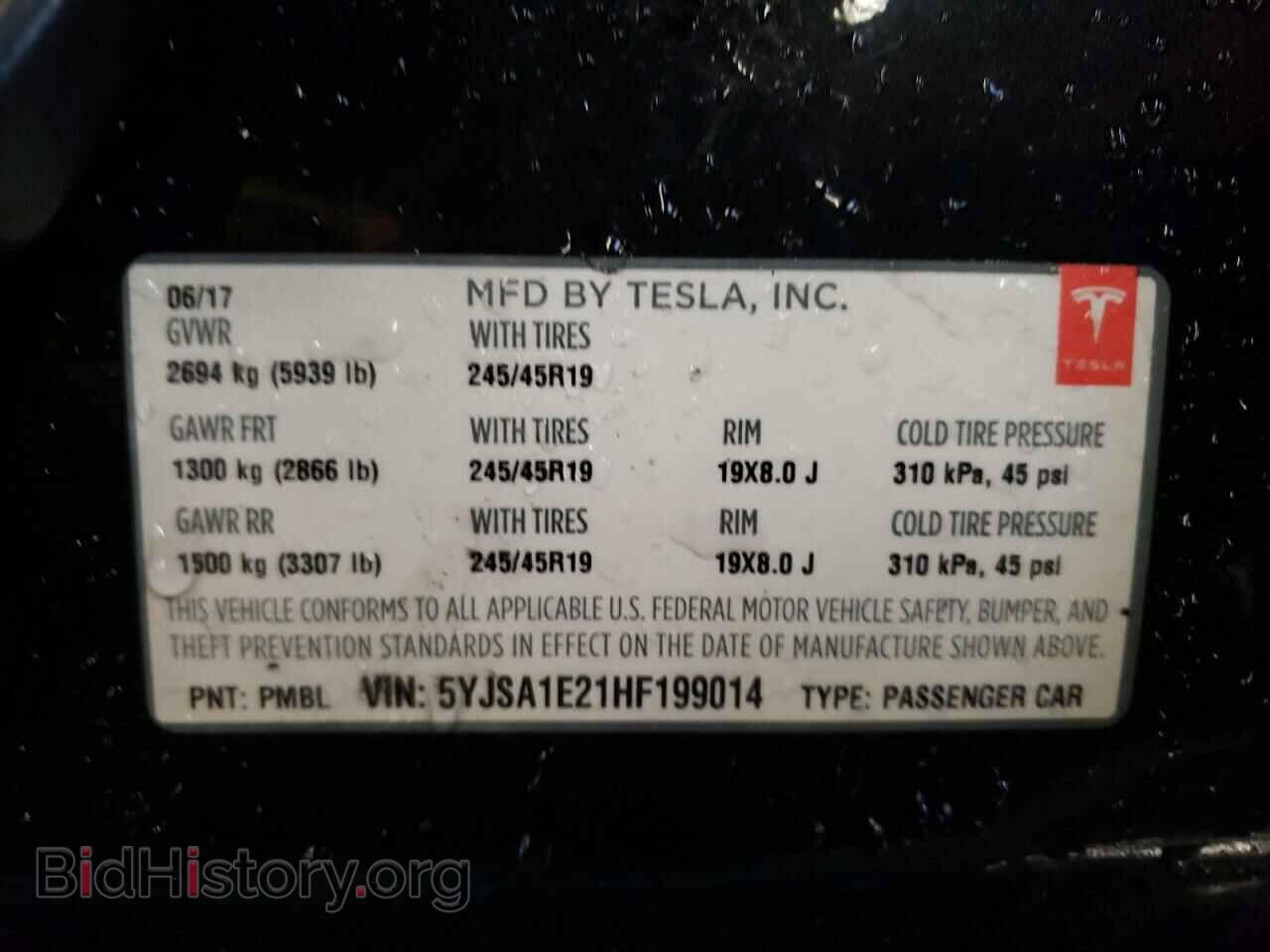 2017 TESLA MODEL S - VIN: 5YJSA1E21HF199014 - Photo 10