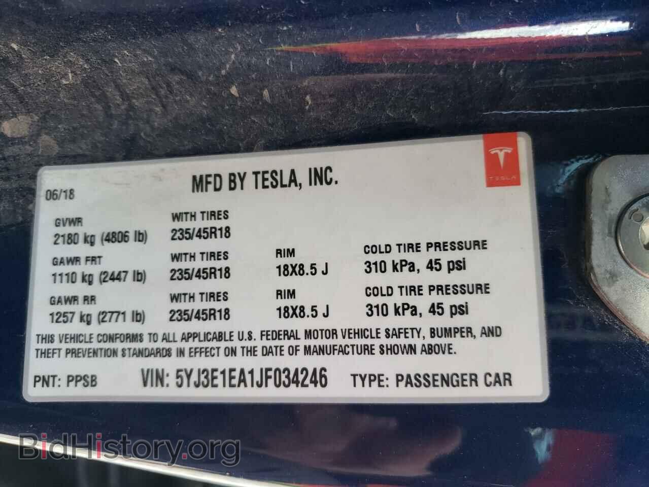 2018 TESLA MODEL 3 - VIN: 5YJ3E1EA1JF034246 - Photo 12