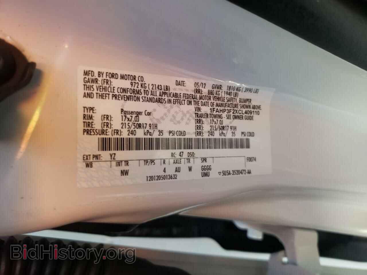 2012 FORD FOCUS - VIN: 1FAHP3F2XCL409110 - Фото 10