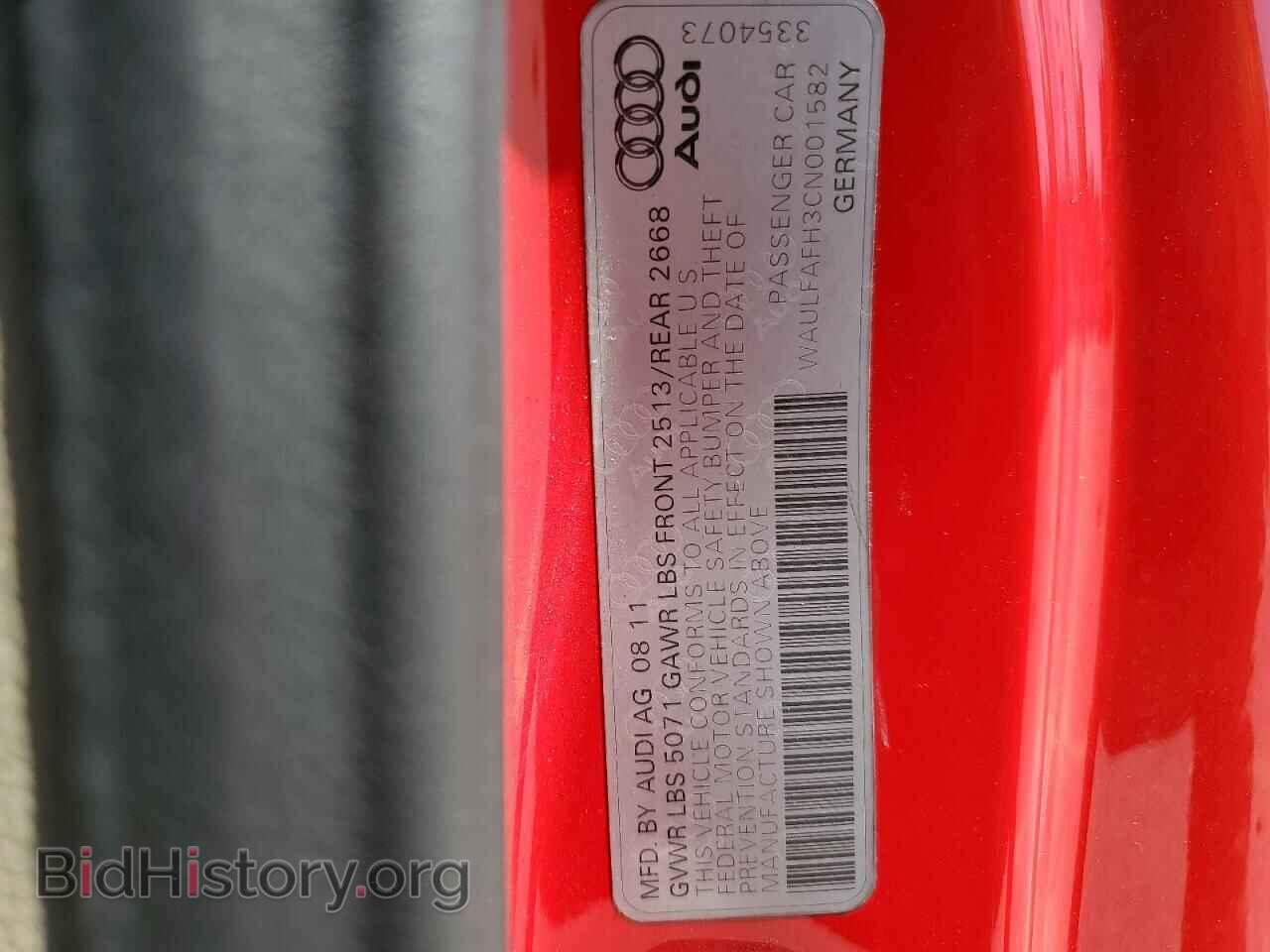 2012 AUDI A5 - VIN: WAULFAFH3CN001582 - Photo 12
