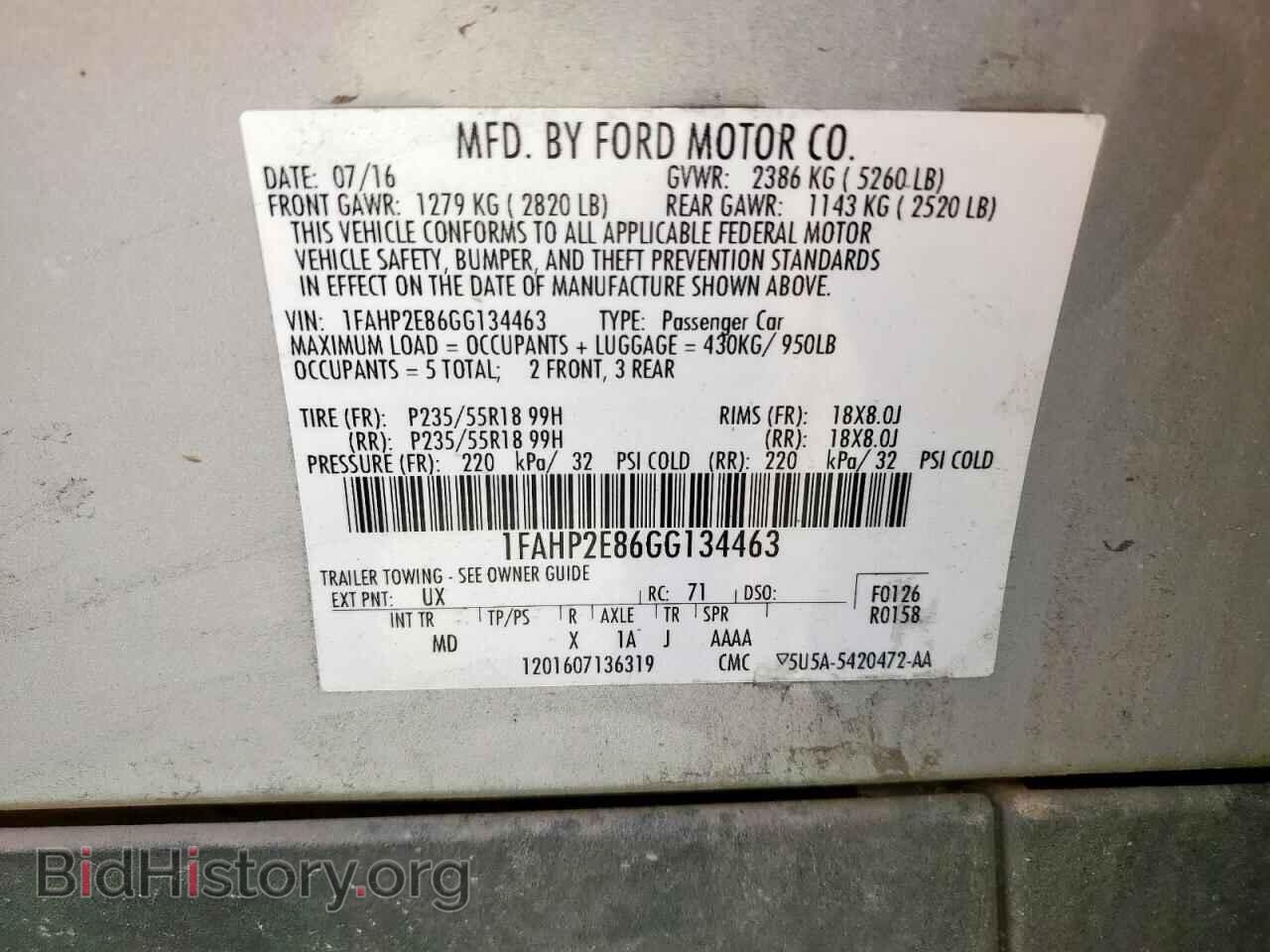 2016 FORD TAURUS - VIN: 1FAHP2E86GG134463 - Photo 12