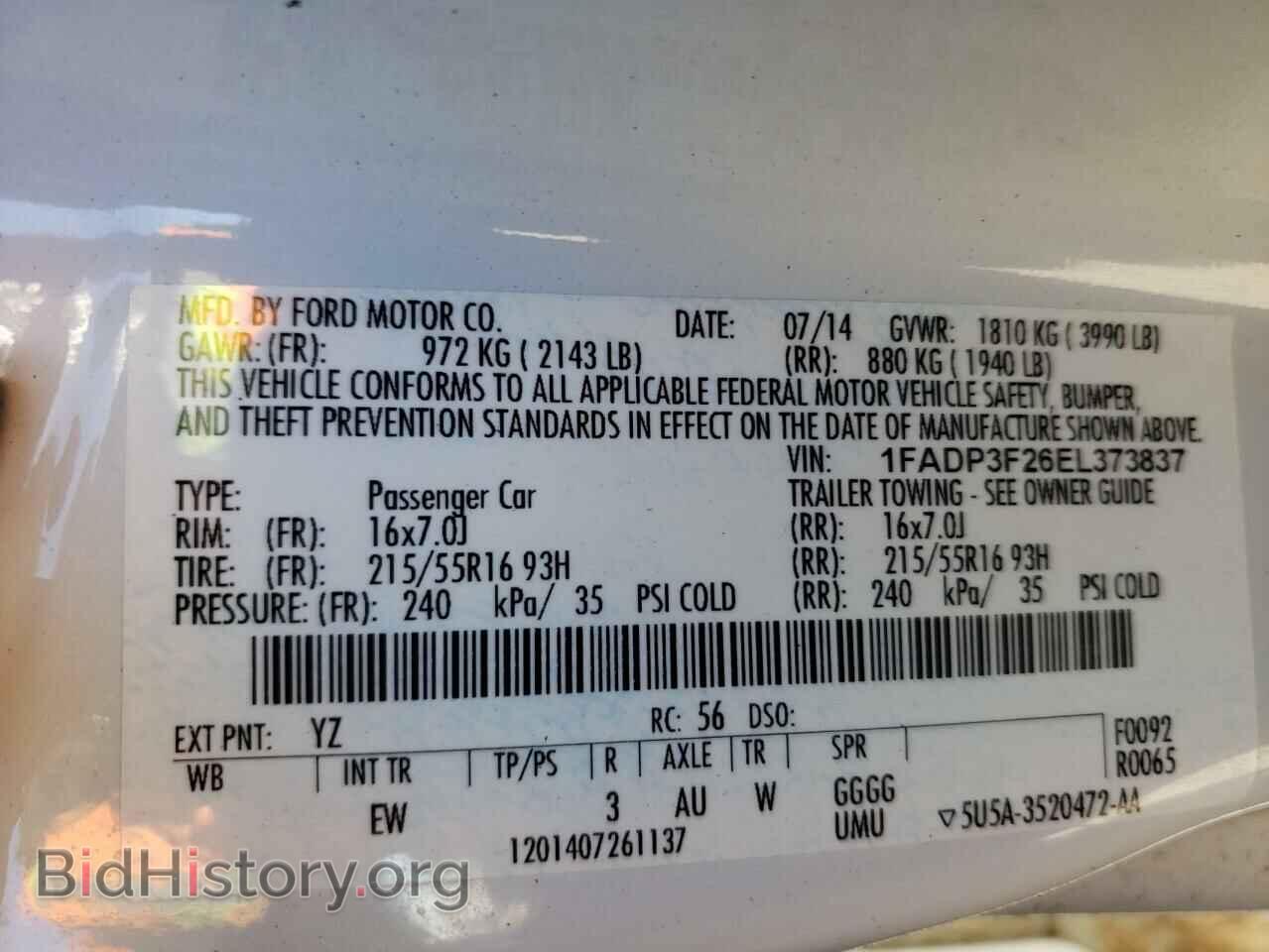 2014 FORD FOCUS - VIN: 1FADP3F26EL373837 - Фото 10