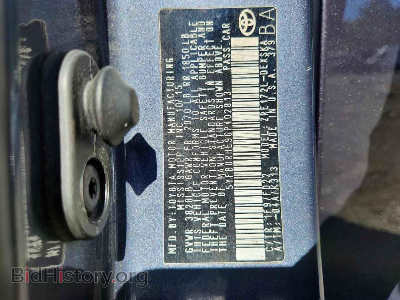 2016 TOYOTA COROLLA - VIN: 5YFBURHE9GP402813 - Фото 12
