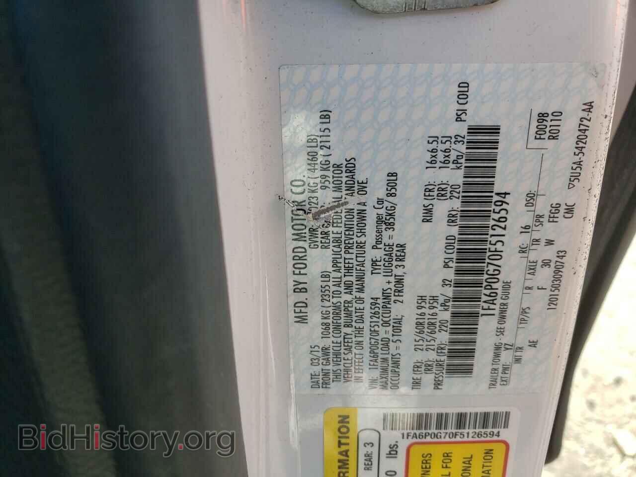 2015 FORD FUSION - VIN: 1FA6P0G70F5126594 - Фото 10