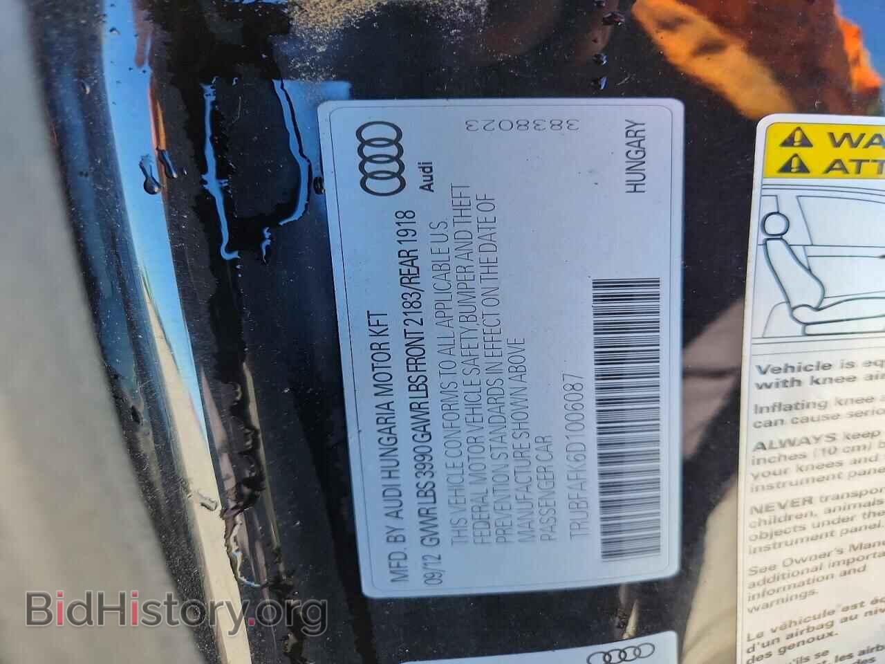 2013 AUDI TT - VIN: TRUBFAFK6D1006087 - Photo 12