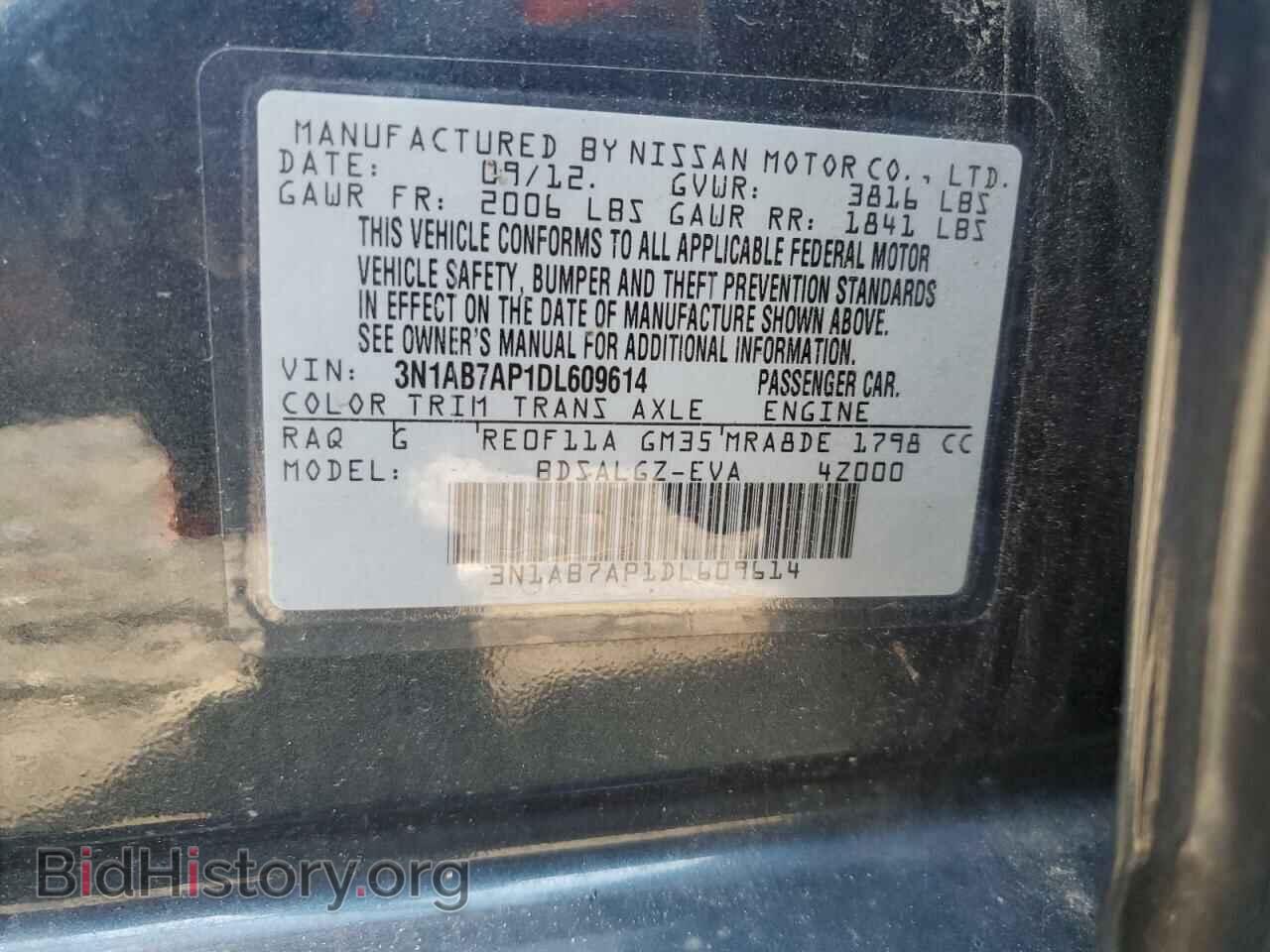 2013 NISSAN SENTRA - VIN: 3N1AB7AP1DL609614 - Фото 12