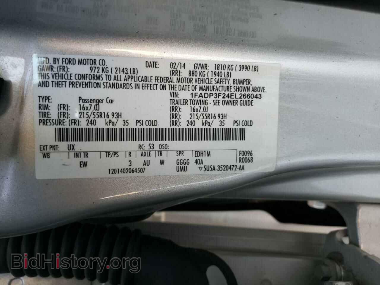 2014 FORD FOCUS - VIN: 1FADP3F24EL266043 - Фото 10