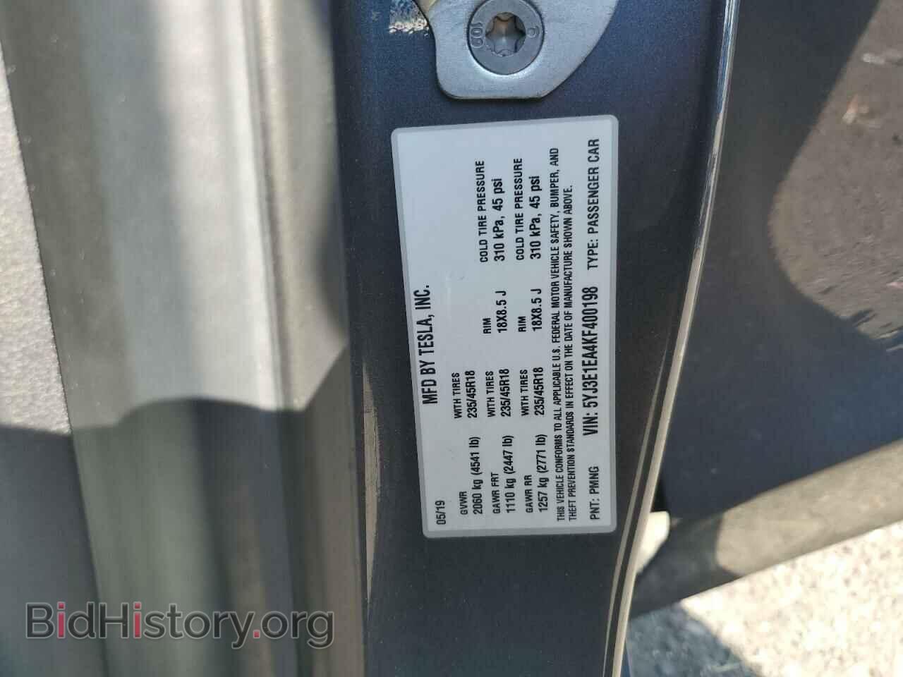 2019 TESLA MODEL 3 - VIN: 5YJ3E1EA4KF400198 - Photo 12
