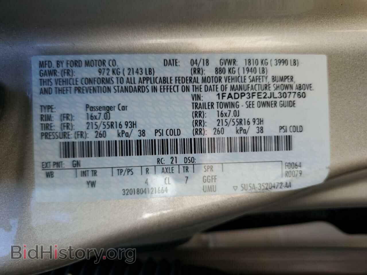 2018 FORD FOCUS - VIN: 1FADP3FE2JL307760 - Фото 13
