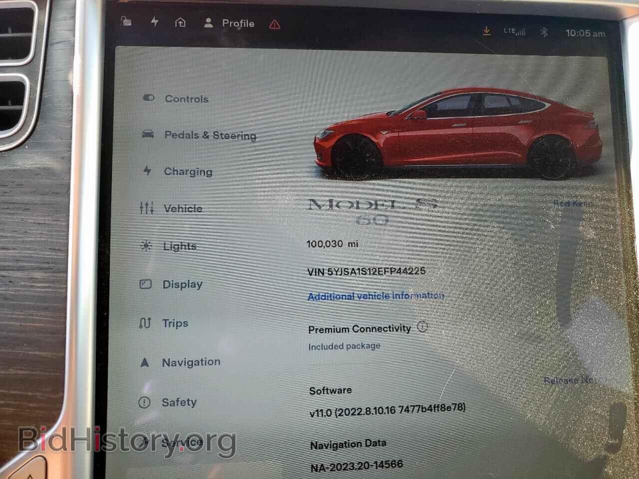 2014 TESLA MODEL S - VIN: 5YJSA1S12EFP44225 - Фото 9
