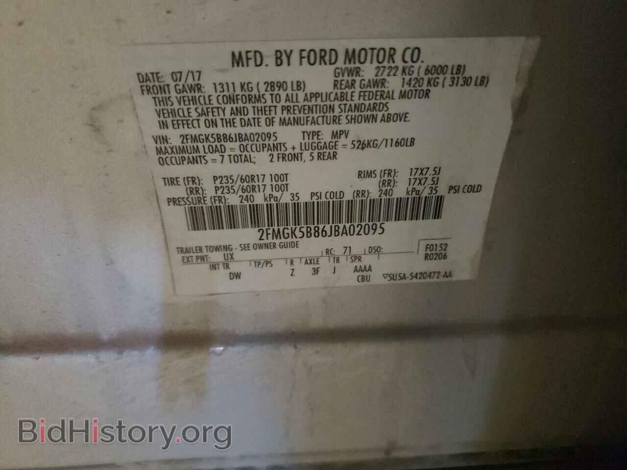 2018 FORD FLEX - VIN: 2FMGK5B86JBA02095 - Photo 10