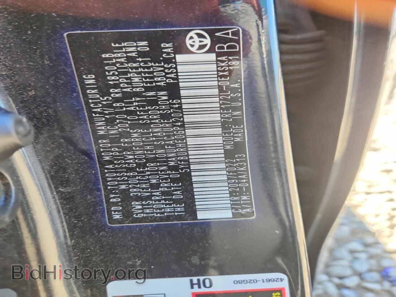 2016 TOYOTA COROLLA - VIN: 5YFBURHE0GP420746 - Фото 12