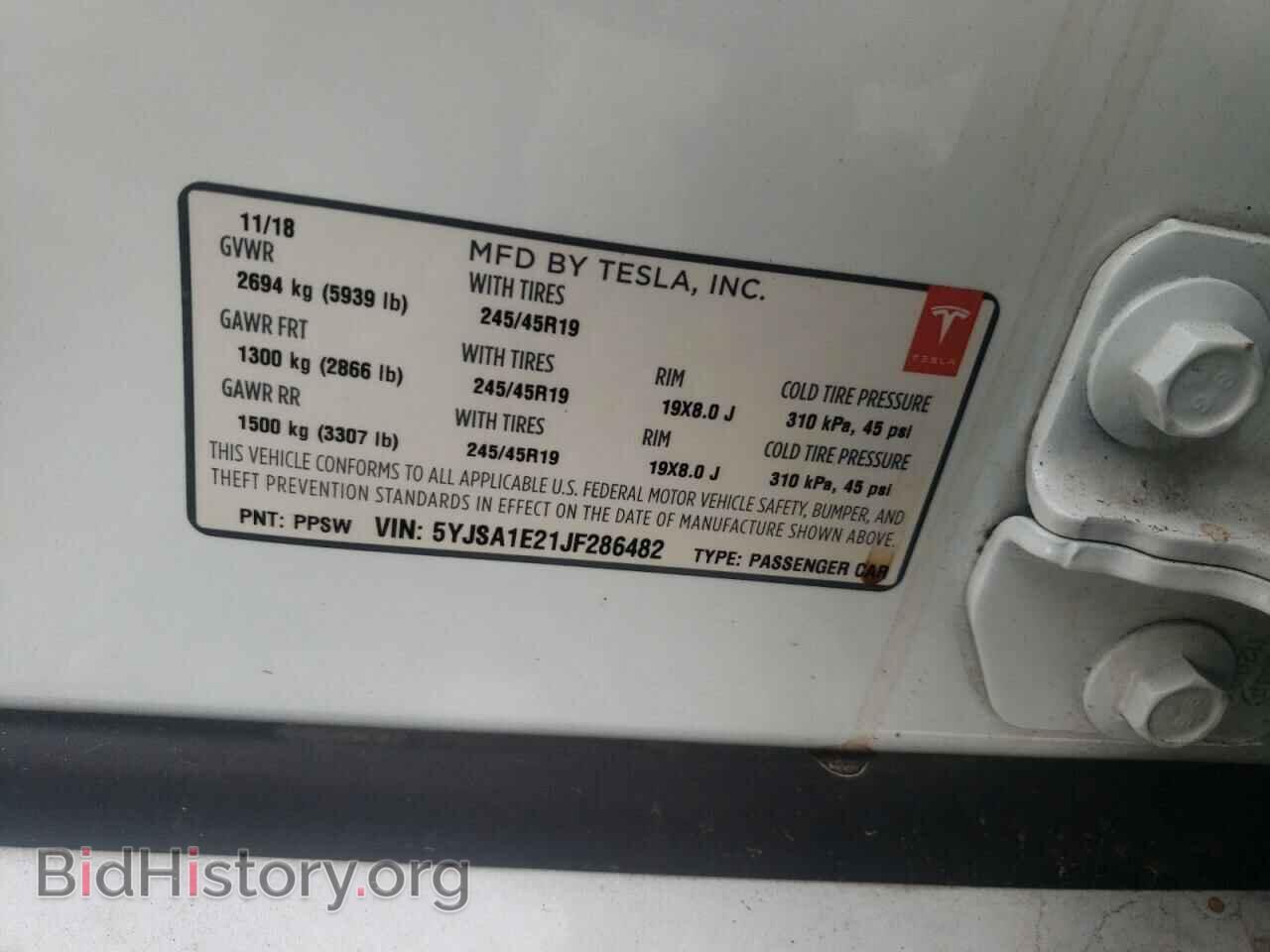 2018 TESLA MODEL S - VIN: 5YJSA1E21JF286482 - Фото 10