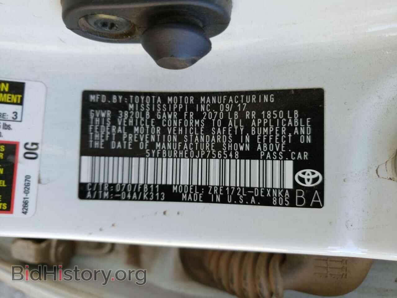 2018 TOYOTA COROLLA - VIN: 5YFBURHE0JP756548 - Фото 10