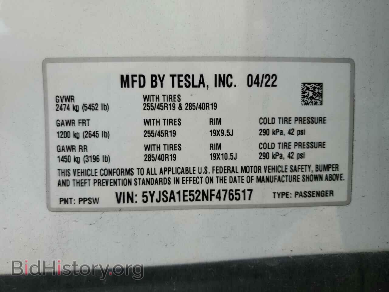 2022 TESLA MODEL S - VIN: 5YJSA1E52NF476517 - Photo 13
