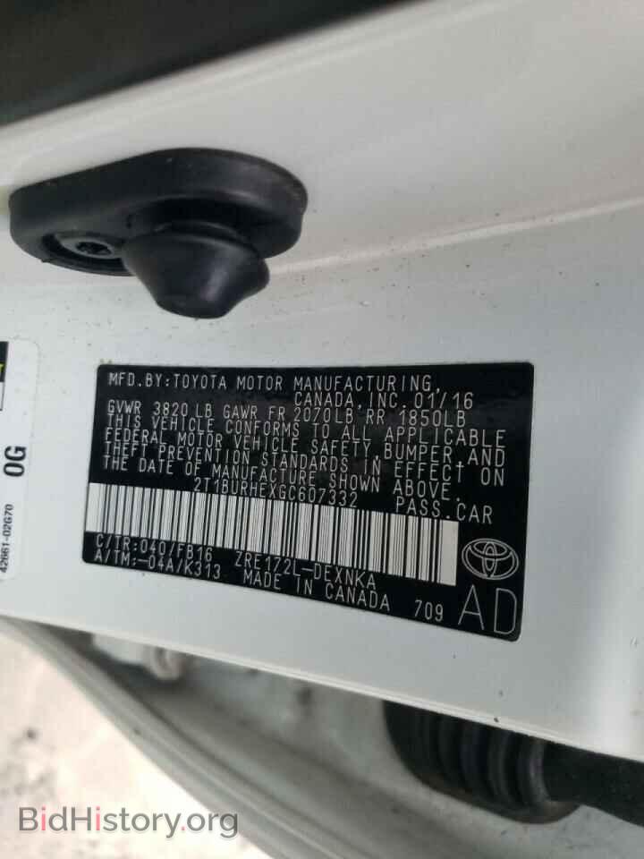 2016 TOYOTA COROLLA - VIN: 2T1BURHEXGC607332 - Фото 10