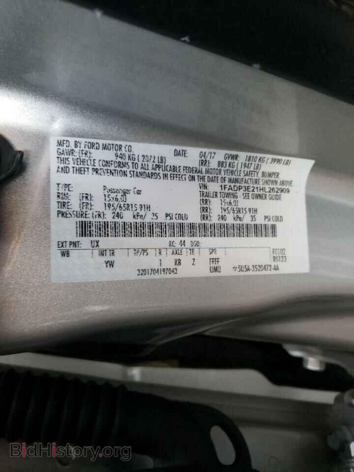 2017 FORD FOCUS - VIN: 1FADP3E21HL262909 - Фото 10
