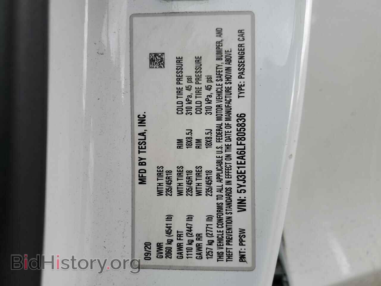 2020 TESLA MODEL 3 - VIN: 5YJ3E1EA6LF805836 - Фото 13