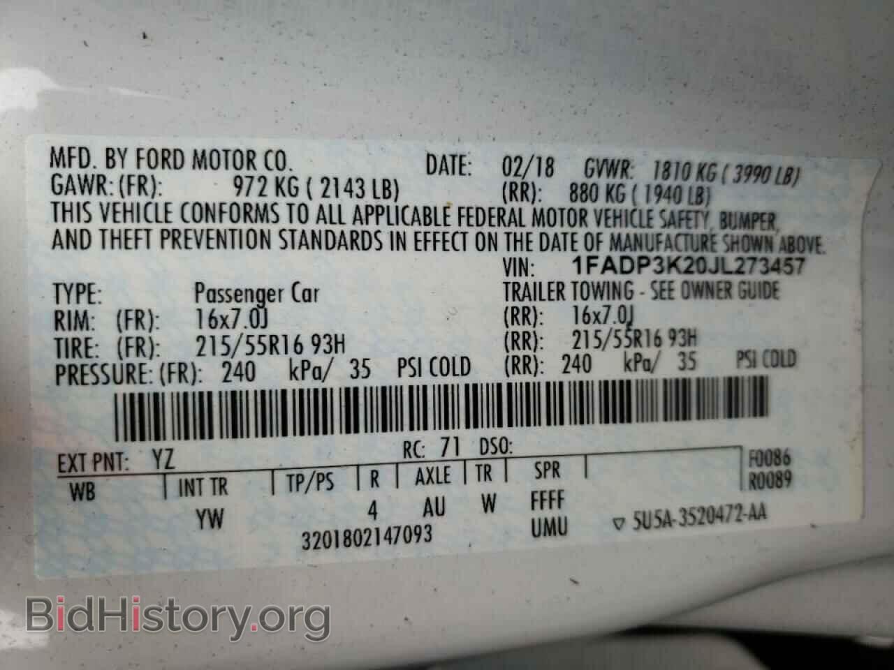 2018 FORD FOCUS - VIN: 1FADP3K20JL273457 - Фото 10