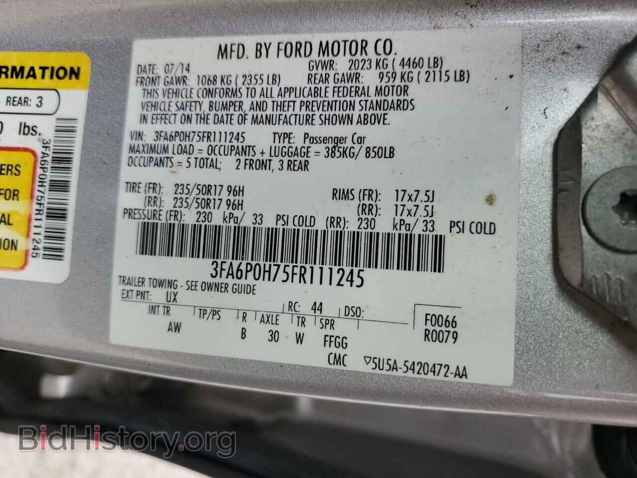 2015 FORD FUSION - VIN: 3FA6P0H75FR111245 - Фото 12