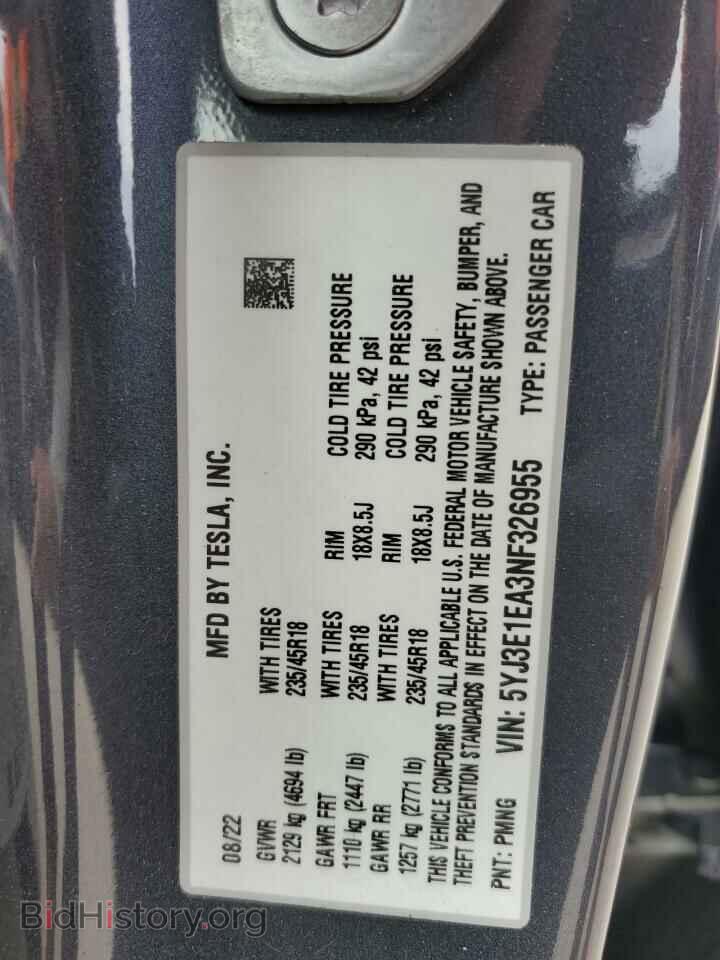 2022 TESLA MODEL 3 - VIN: 5YJ3E1EA3NF326955 - Photo 13