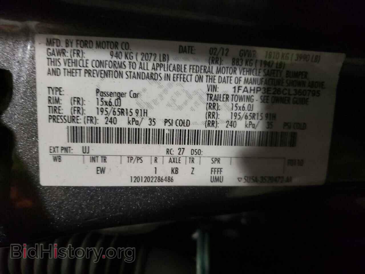 2012 FORD FOCUS - VIN: 1FAHP3E26CL360795 - Photo 10