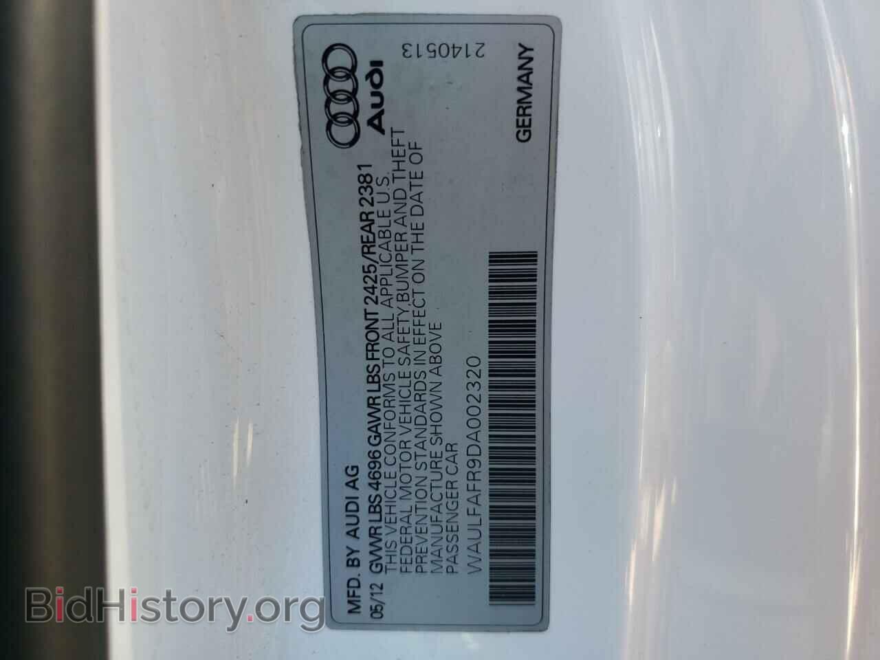 2013 AUDI A5 - VIN: WAULFAFR9DA002320 - Фото 10