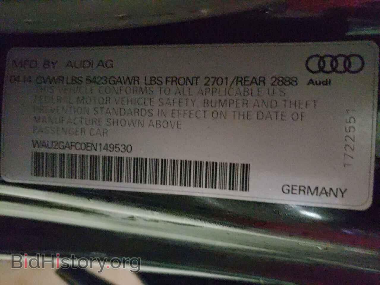 2014 AUDI A7 - VIN: WAU2GAFC0EN149530 - Фото 10
