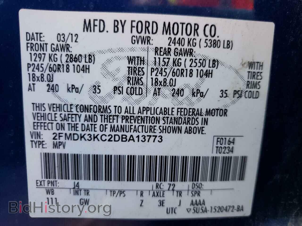2013 FORD EDGE - VIN: 2FMDK3KC2DBA13773 - Photo 10