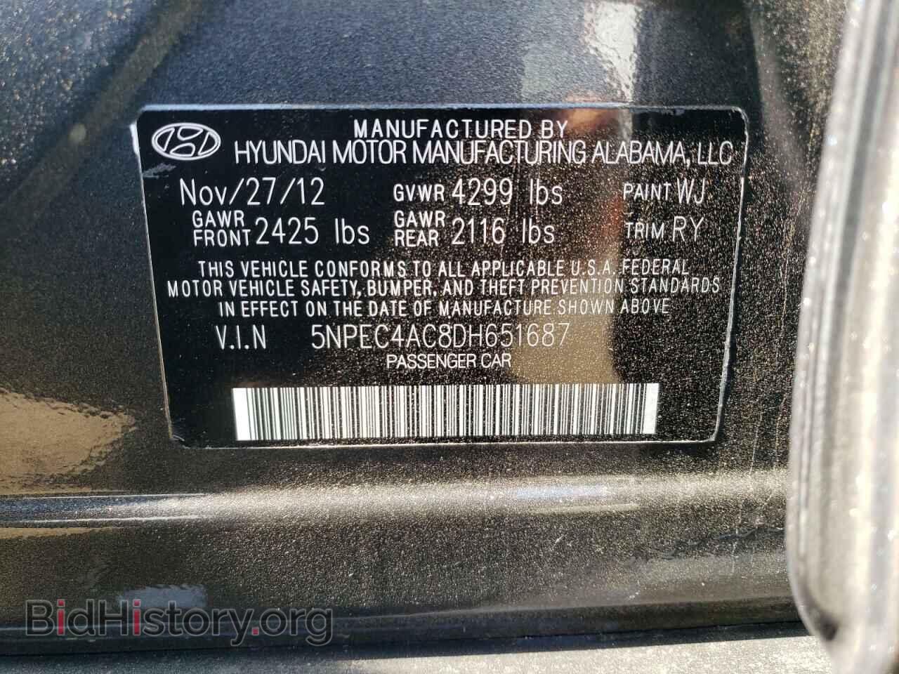2013 HYUNDAI SONATA - VIN: 5NPEC4AC8DH651687 - Фото 12