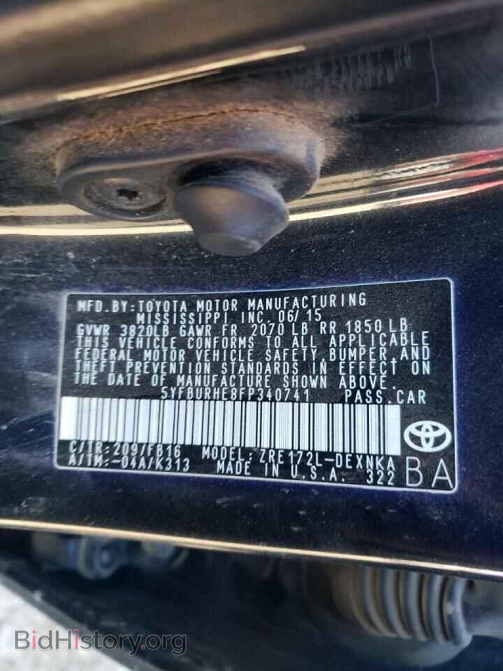 2015 TOYOTA COROLLA - VIN: 5YFBURHE8FP340741 - Фото 10