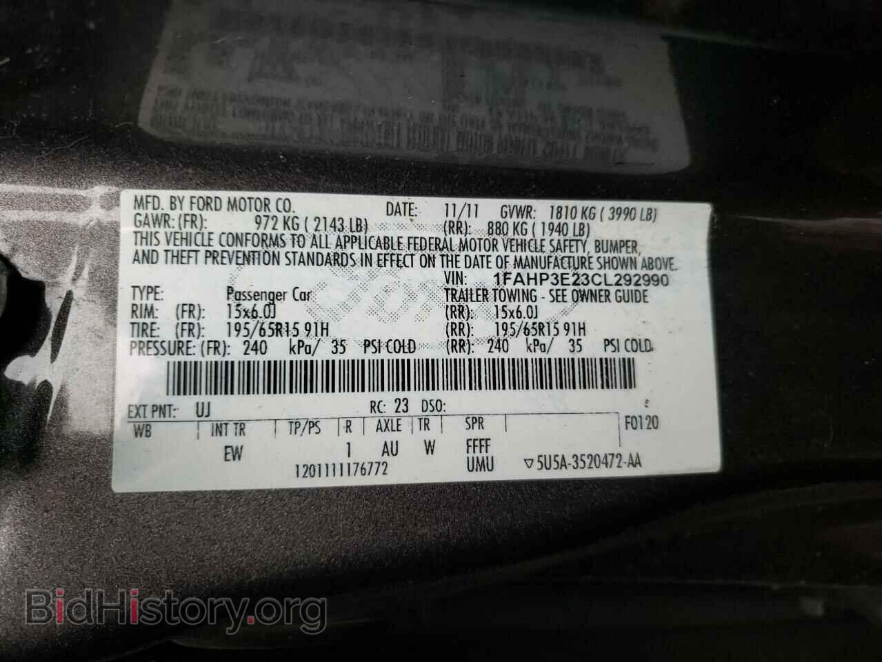 2012 FORD FOCUS - VIN: 1FAHP3E23CL292990 - Фото 10