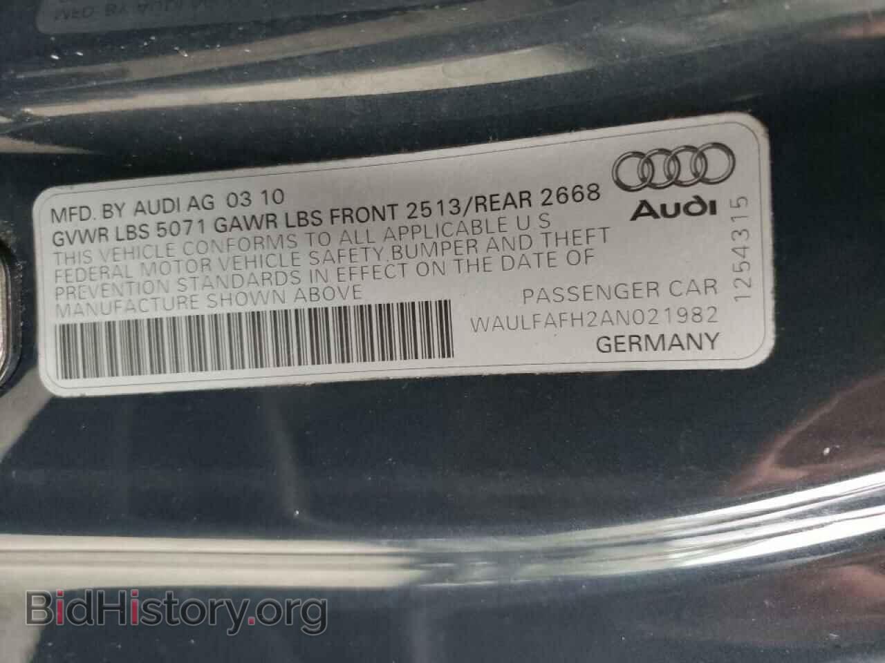 2010 AUDI A5 - VIN: WAULFAFH2AN021982 - Photo 12