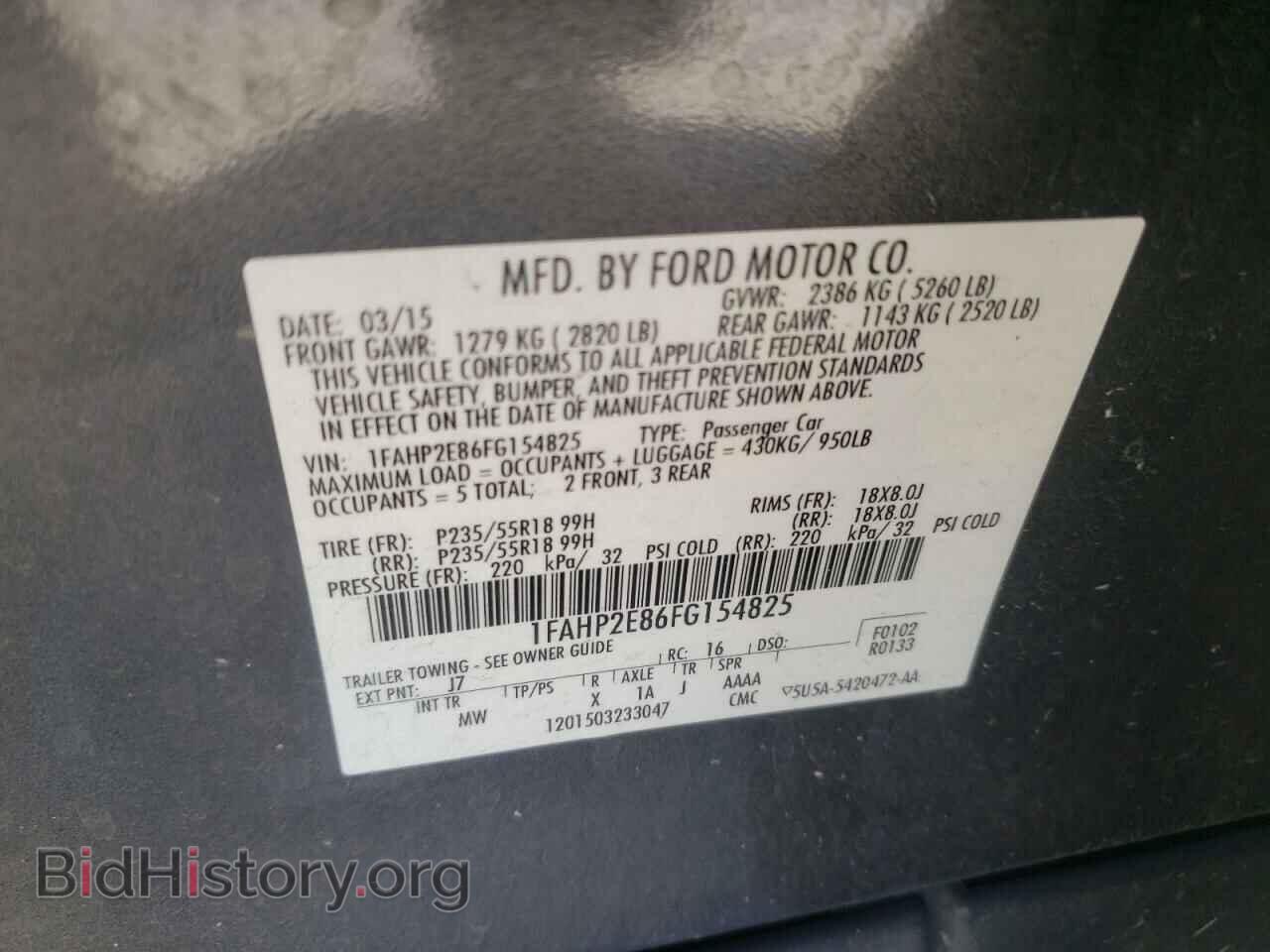 2015 FORD TAURUS - VIN: 1FAHP2E86FG154825 - Photo 10