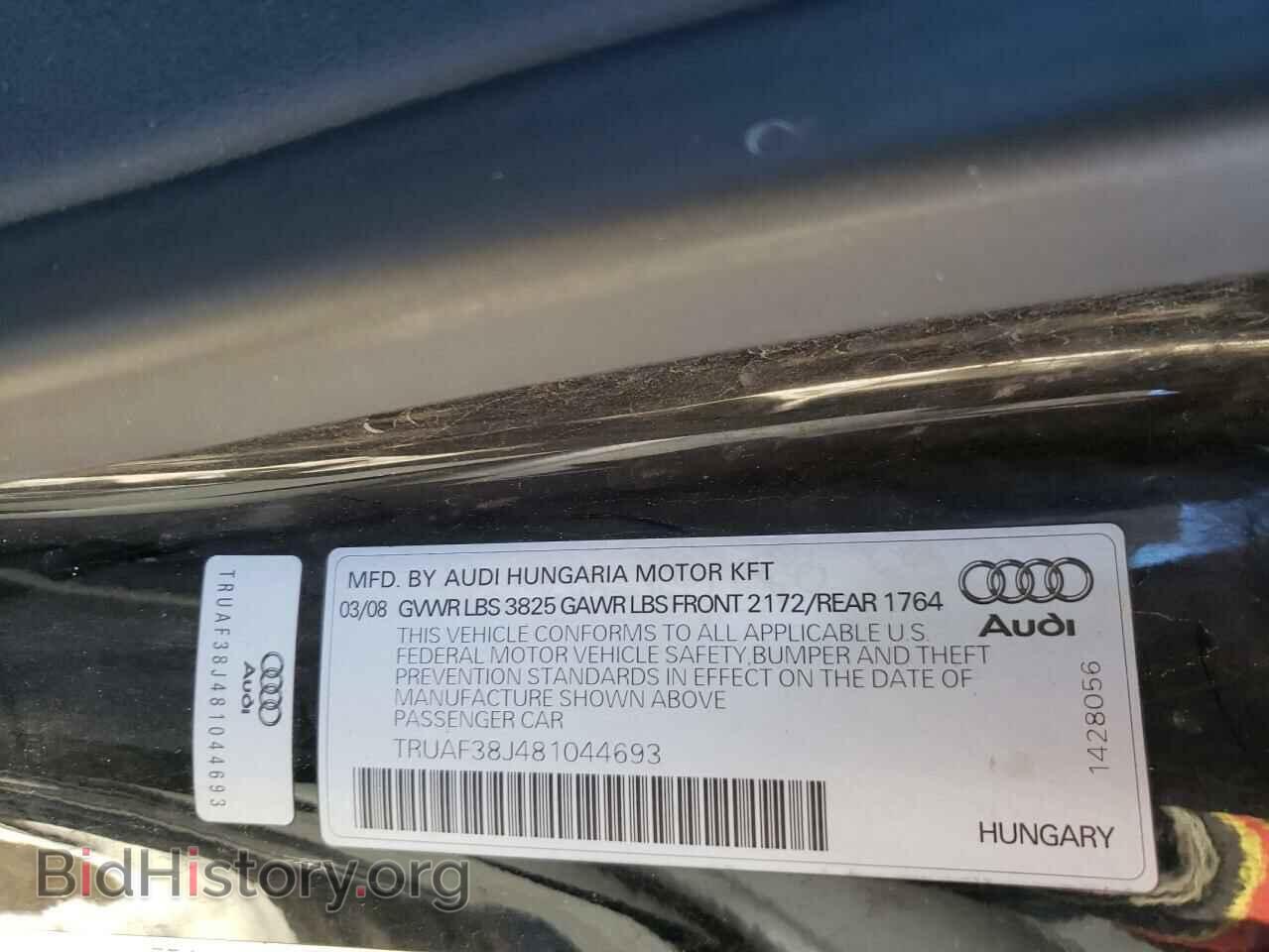2008 AUDI TT - VIN: TRUAF38J481044693 - Фото 10