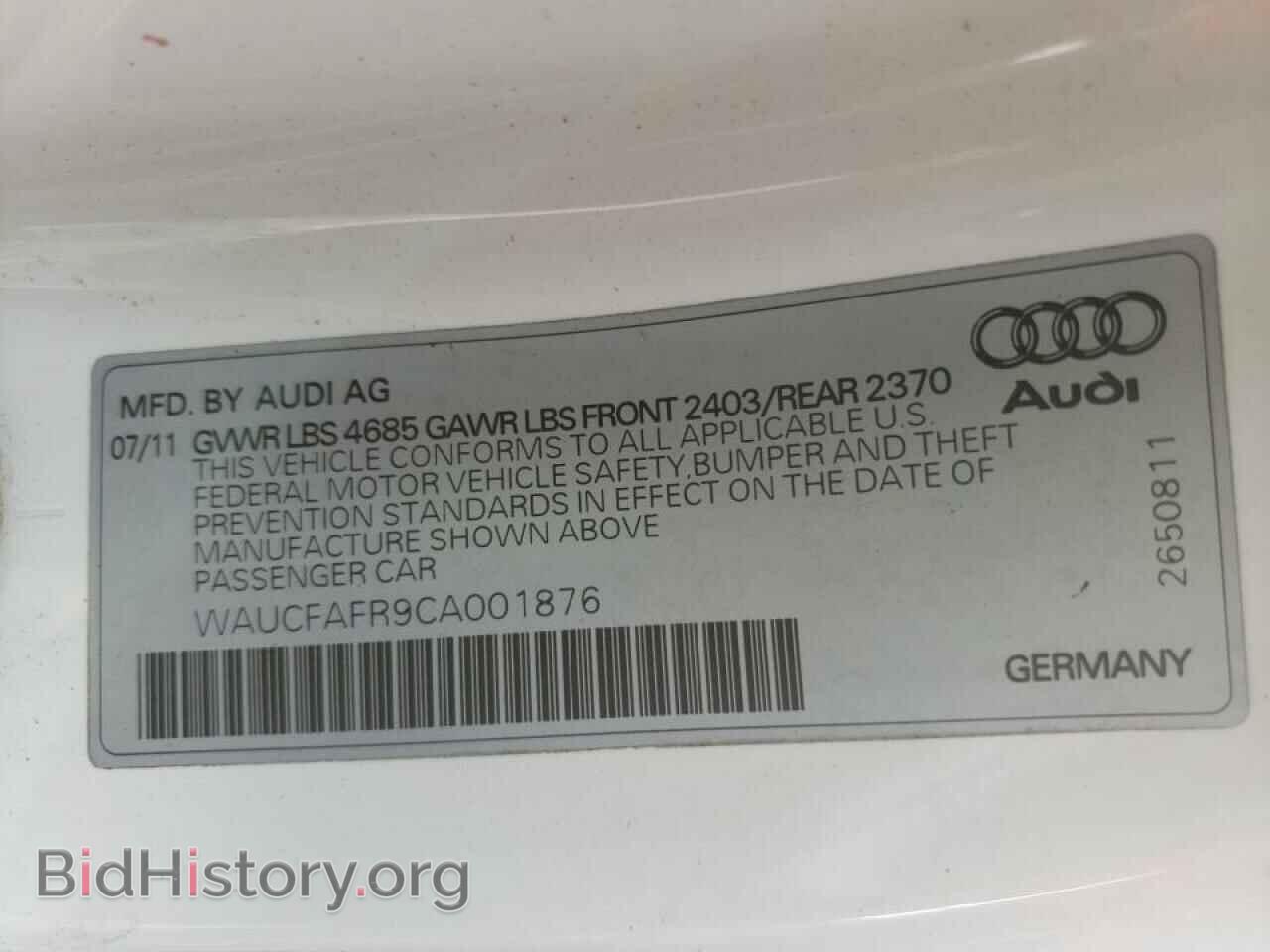 2012 AUDI A5 - VIN: WAUCFAFR9CA001876 - Photo 10