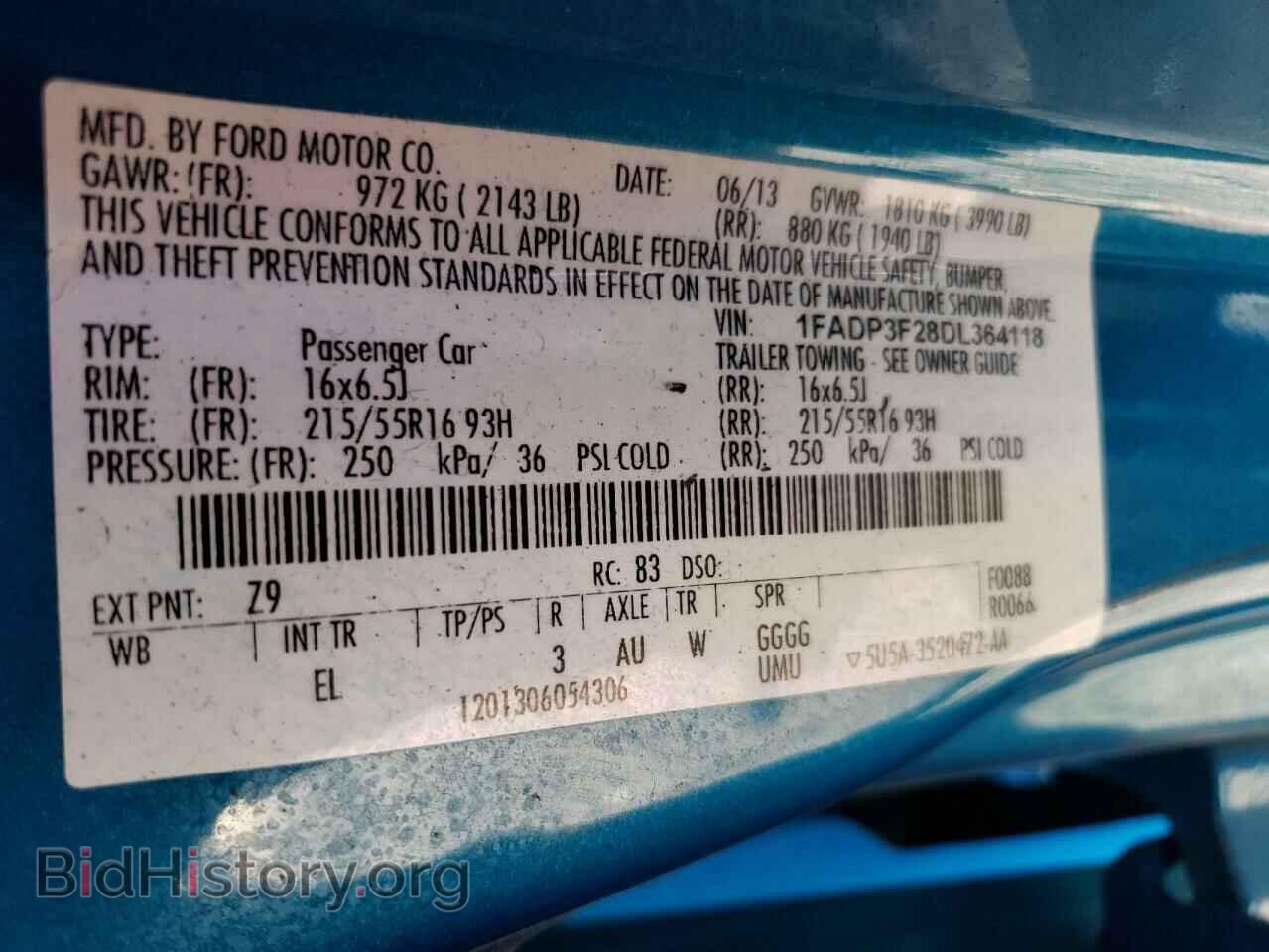 2013 FORD FOCUS - VIN: 1FADP3F28DL364118 - Фото 10