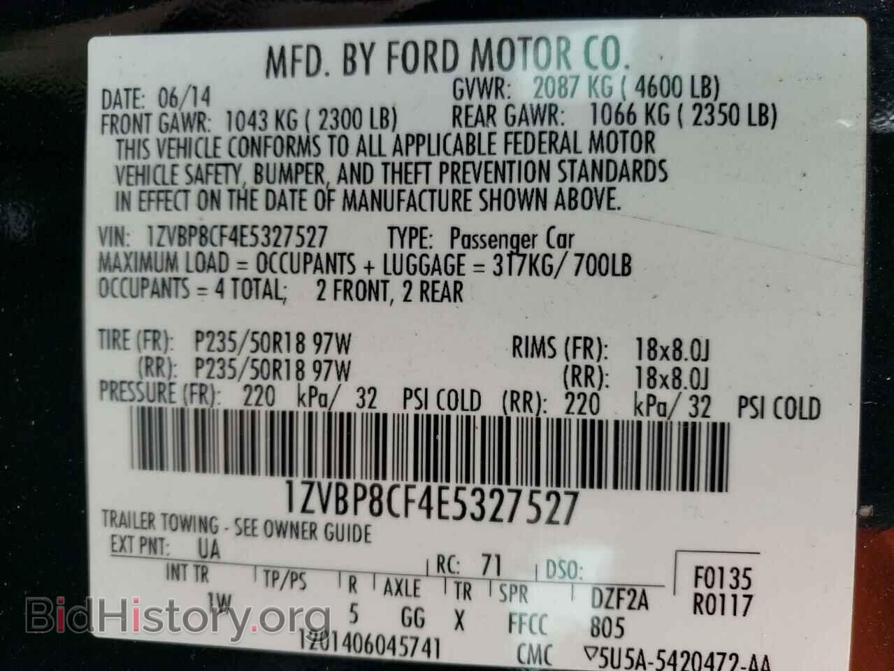 2014 FORD MUSTANG - VIN: 1ZVBP8CF4E5327527 - Фото 10