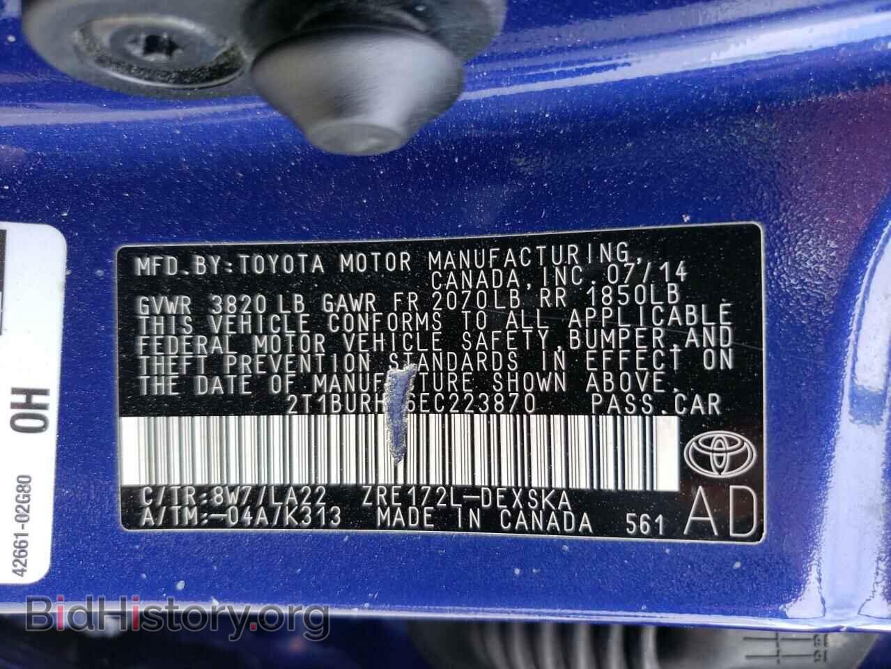 2014 TOYOTA COROLLA - VIN: 2T1BURHE6EC223870 - Фото 12