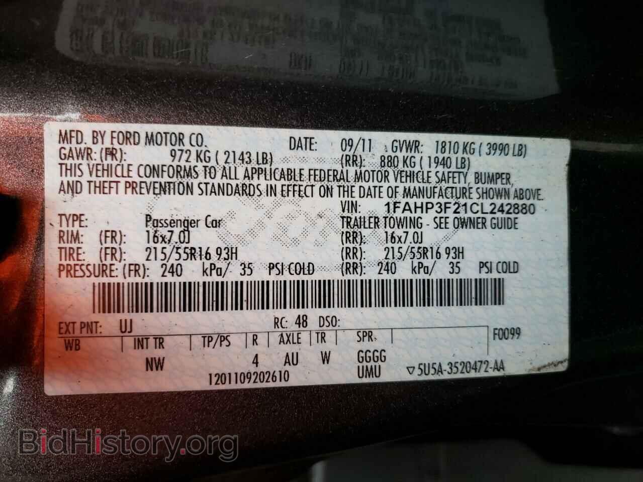 2012 FORD FOCUS - VIN: 1FAHP3F21CL242880 - Фото 12