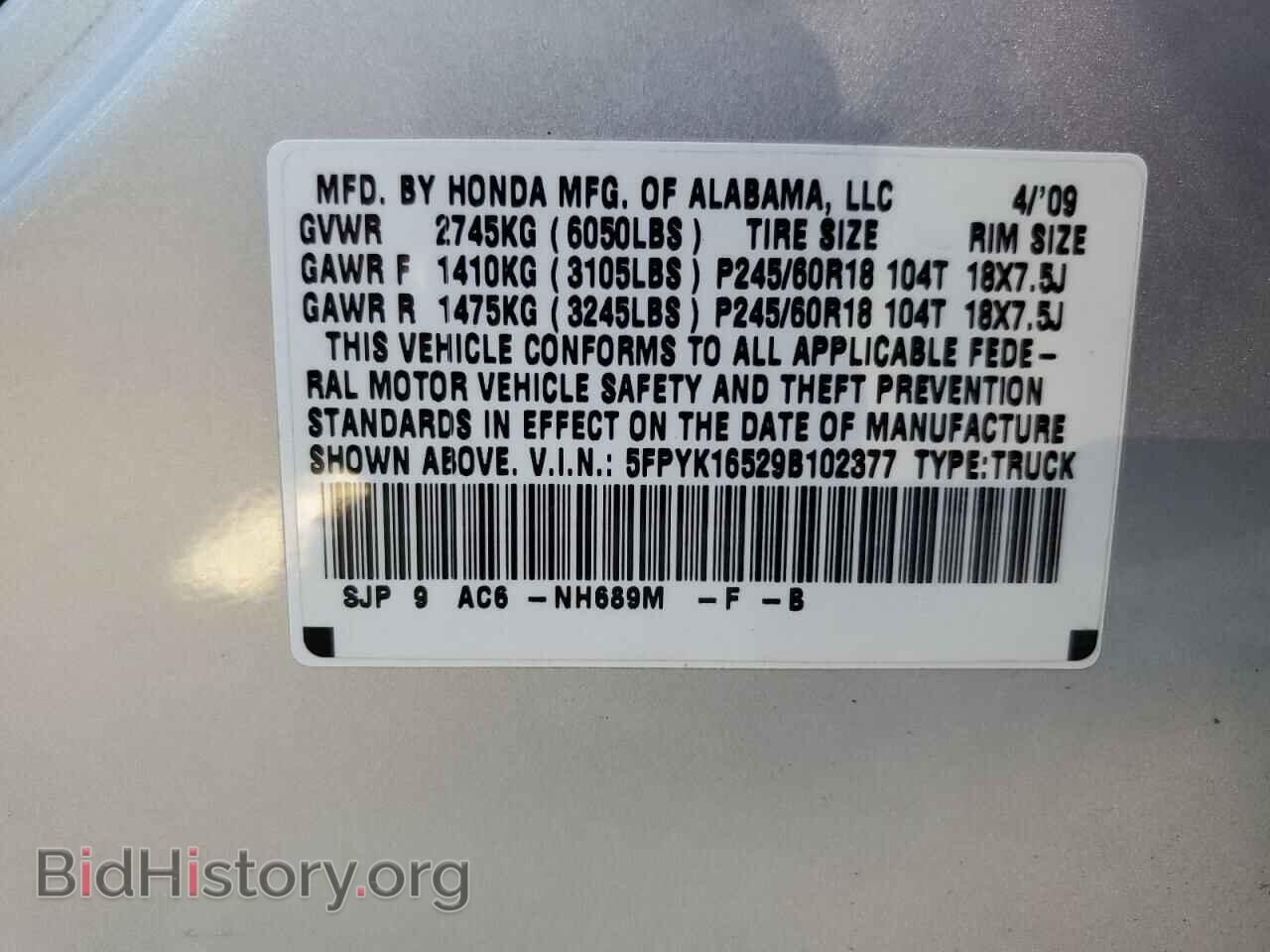 2009 HONDA RIDGELINE - VIN: 5FPYK16529B102377 - Фото 12