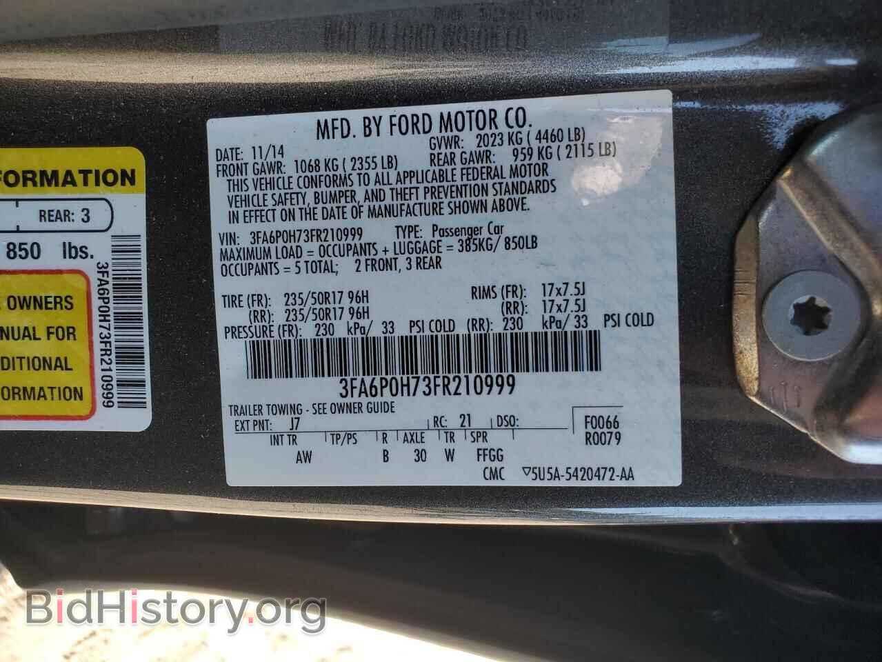 2015 FORD FUSION - VIN: 3FA6P0H73FR210999 - Фото 13