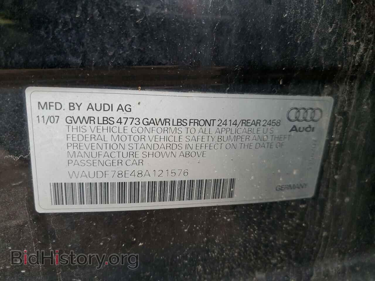 2008 AUDI A4 - VIN: WAUDF78E48A121576 - Фото 12