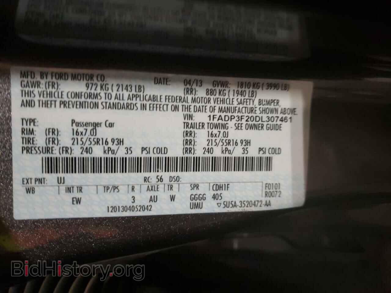 2013 FORD FOCUS - VIN: 1FADP3F20DL307461 - Фото 12