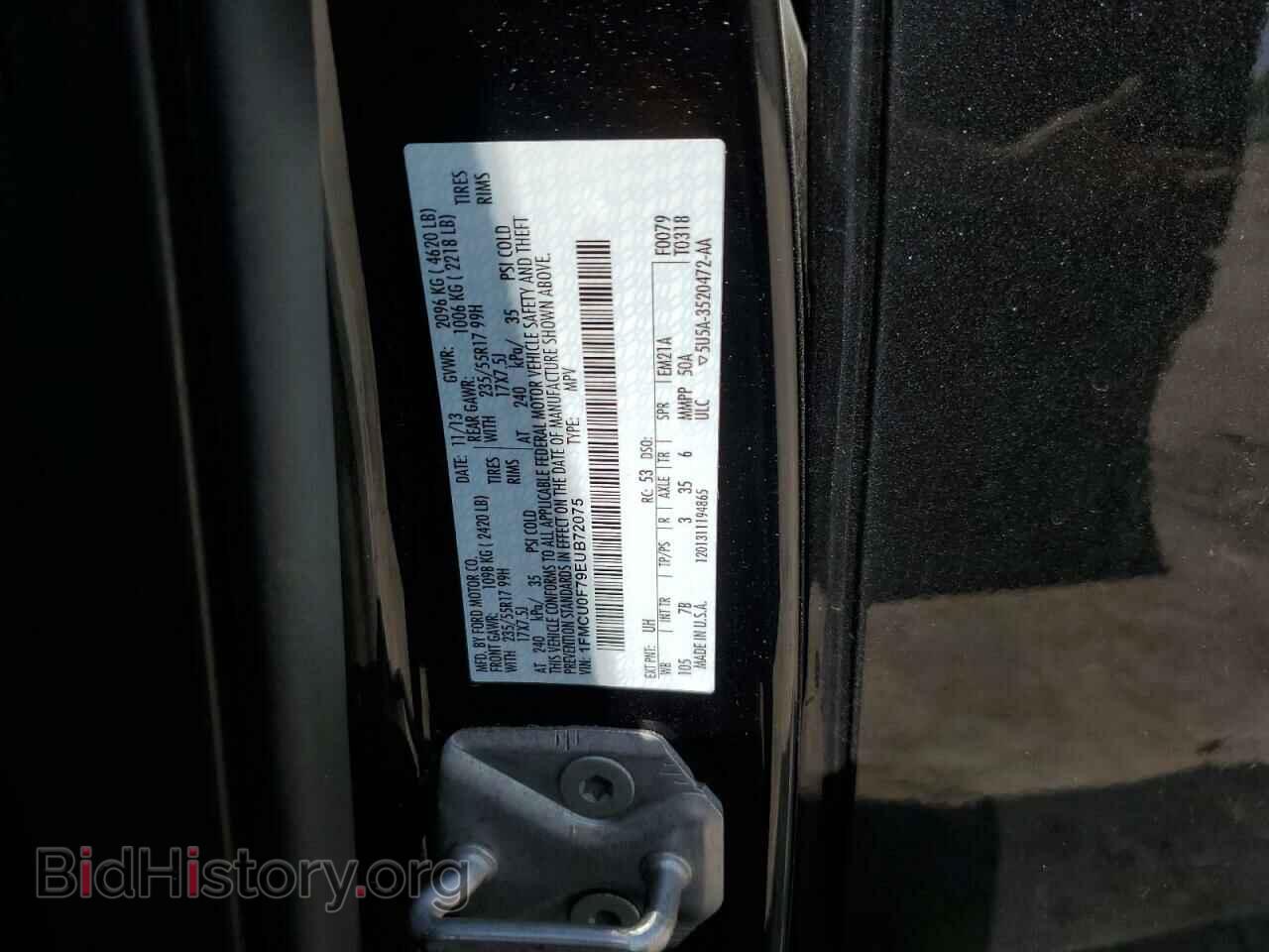 2014 FORD ESCAPE - VIN: 1FMCU0F79EUB72075 - Фото 12