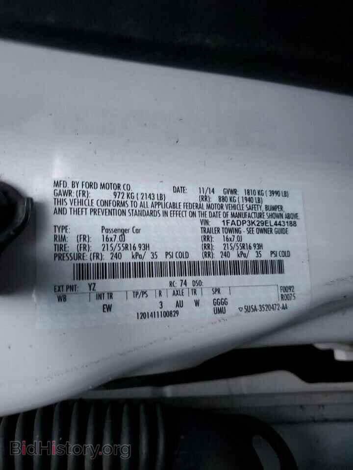 2014 FORD FOCUS - VIN: 1FADP3K29EL443188 - Фото 12