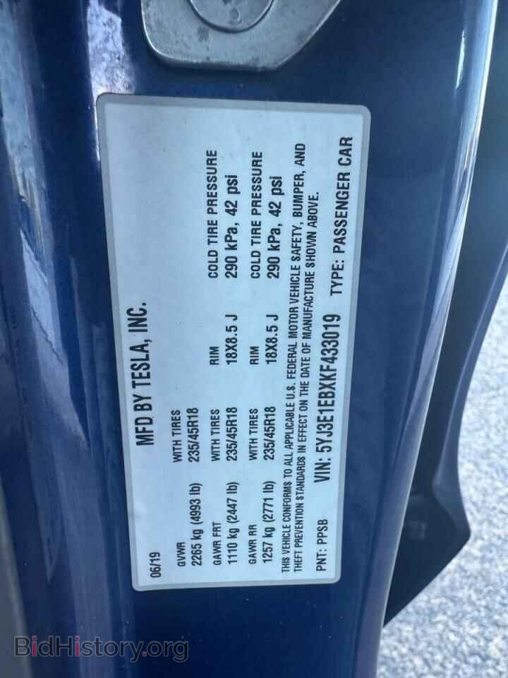 2019 TESLA MODEL 3 - VIN: 5YJ3E1EBXKF433019 - Фото 12