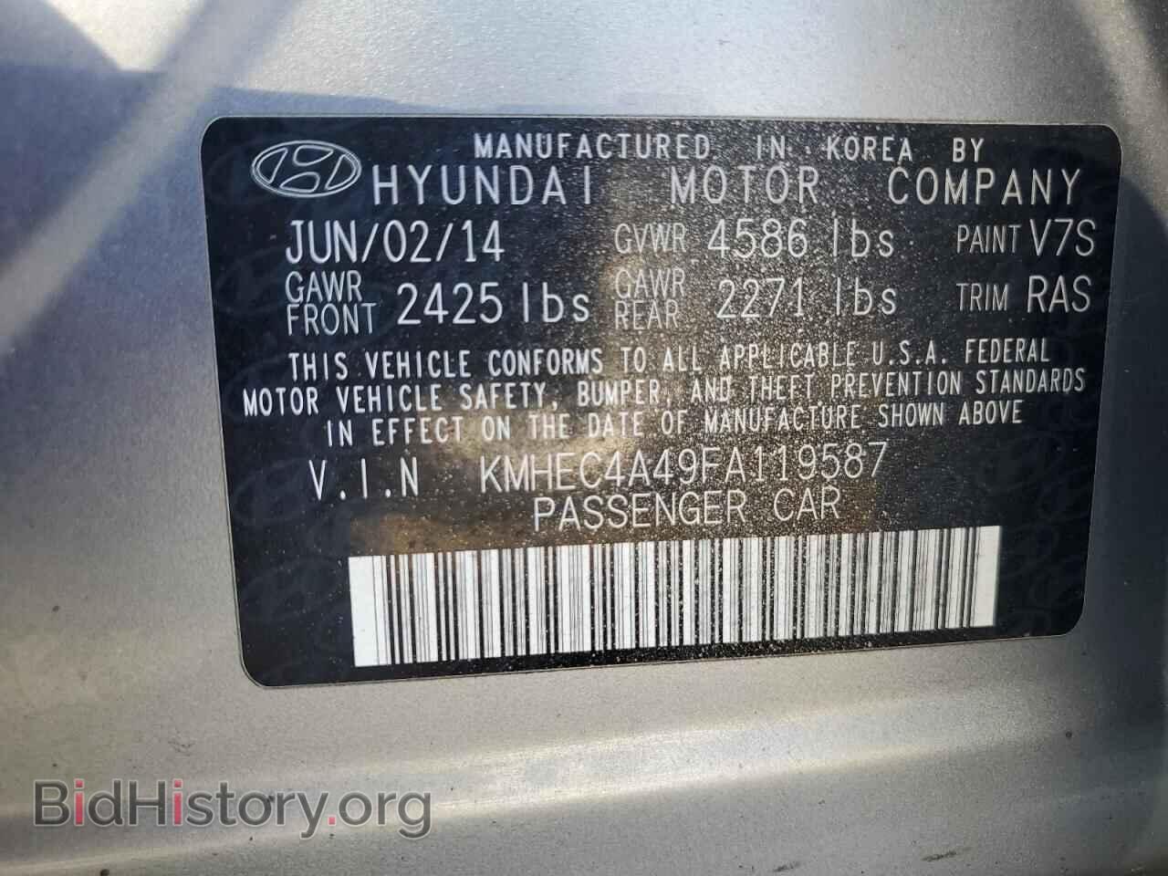 2015 HYUNDAI SONATA - VIN: KMHEC4A49FA119587 - Фото 12