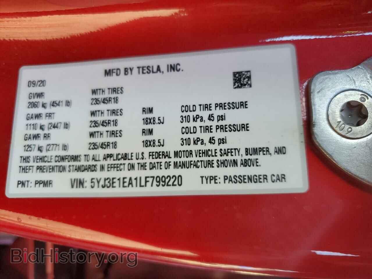 2020 TESLA MODEL 3 - VIN: 5YJ3E1EA1LF799220 - Фото 12