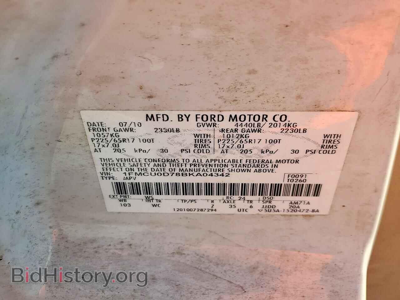 2011 FORD ESCAPE - VIN: 1FMCU0D78BKA04342 - Photo 13